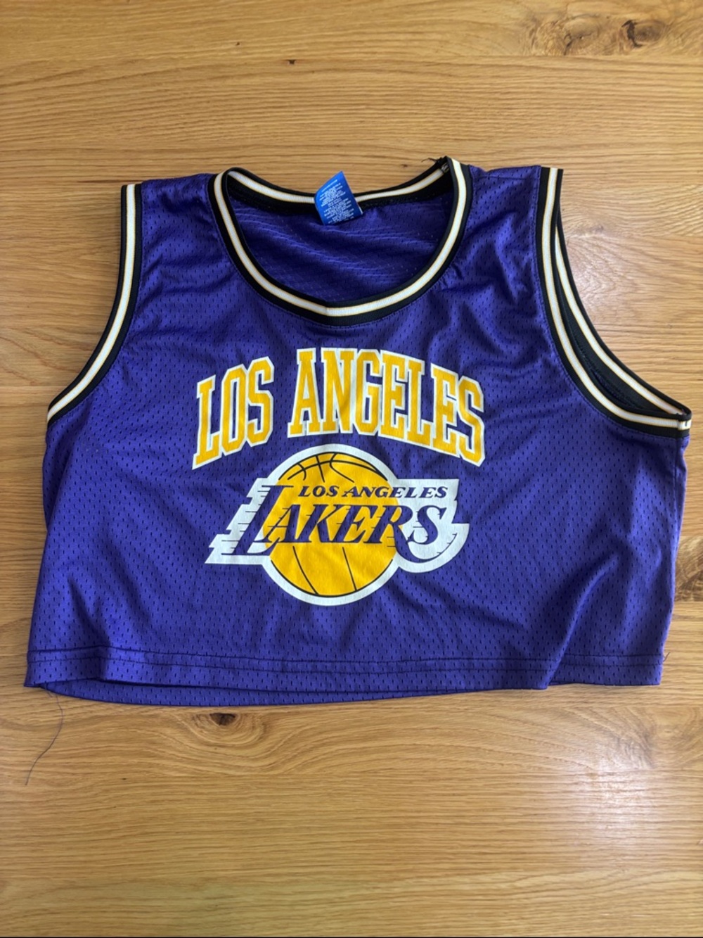Los Angeles Lakers Purple Cropped Mesh Tank L Ultra Game